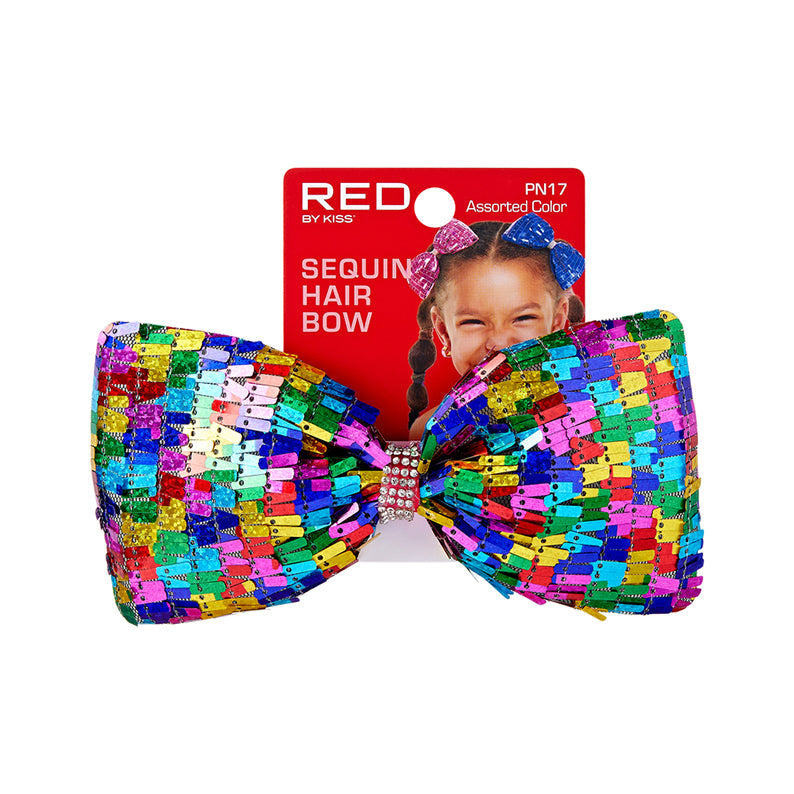 Red Sequin Hair Bow Pn17