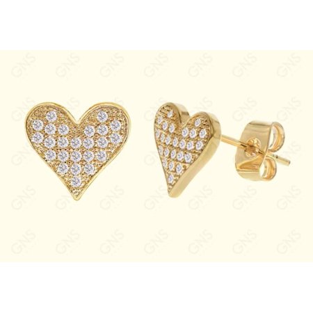 GNS - Gold Double Hearts Earrings (CZ055G)