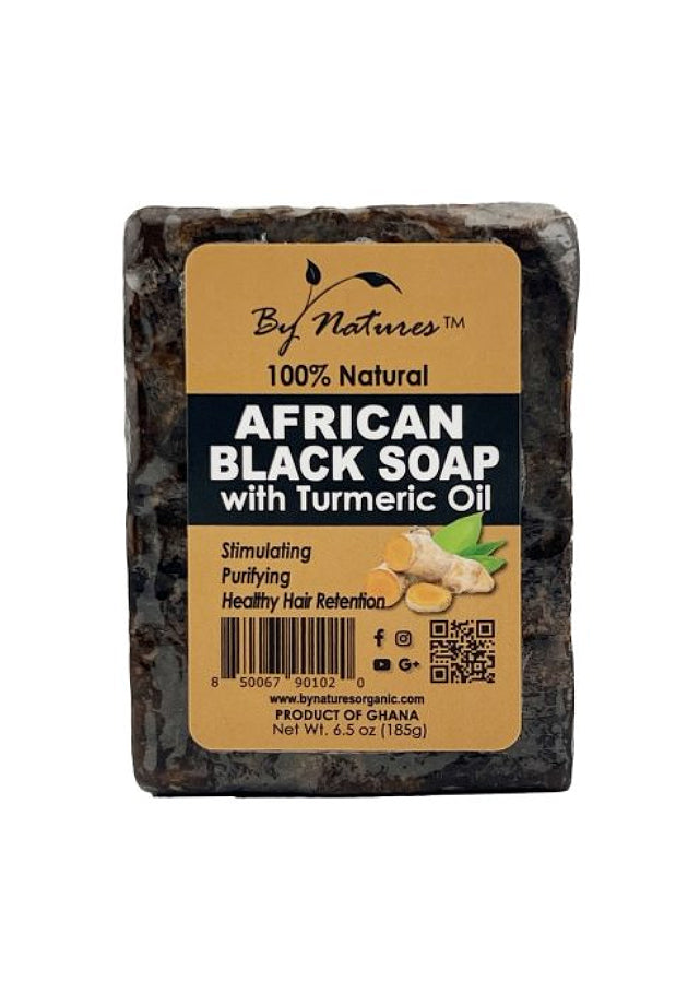 By Natural 100% African Black Soap With Turmeric Oil