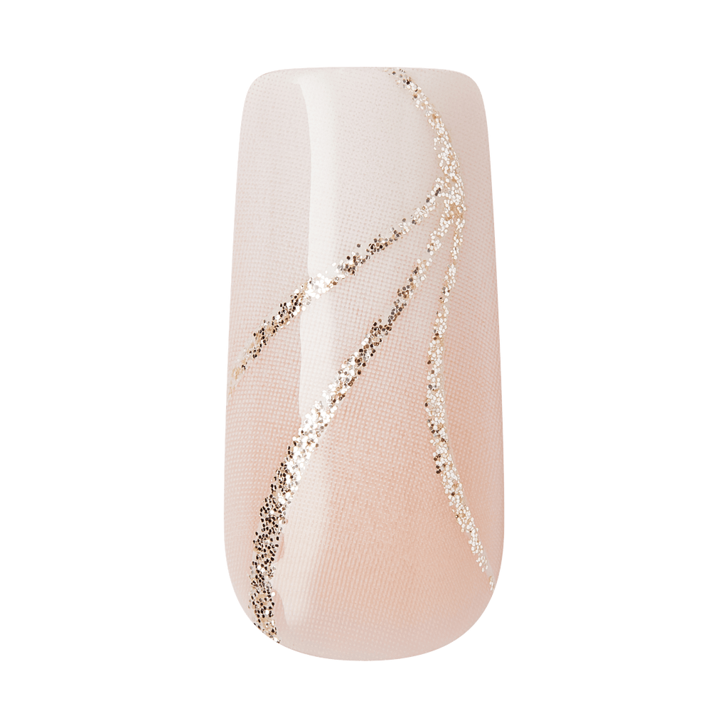 Kiss Glam 3D & Jewel Press On Fake Glue Nails  - Wrapped in Beauty | 3D & Jewel French Design, White, Long, Square official pack