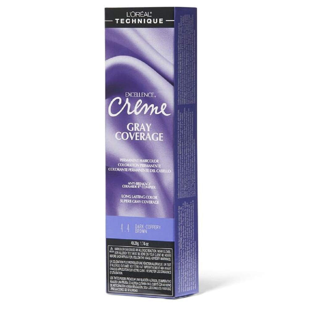 Loreal Excellence Creme Gray Coverage Dark Coppery Brown 4.4