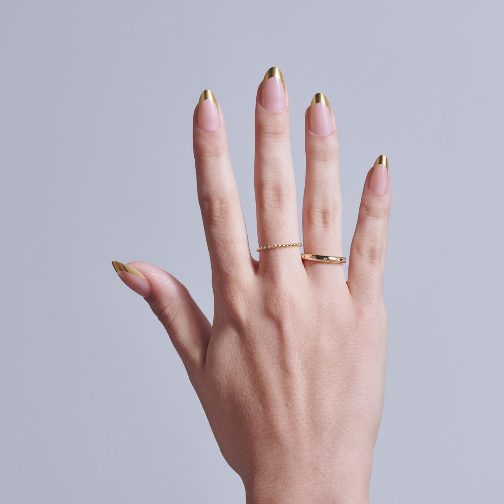 Kiss Core Design Press On Fake Glue Nails - Together | French, Gold, Medium, Almond official pack