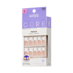 Kiss Core French Press On Fake Glue Nails - Every Minute | French Tips, White, Long, Square official pack