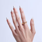 Kiss Glam Embellished Press On Fake Glue Nails - Day n Night | Design, Beige & White, Long, Almond official pack