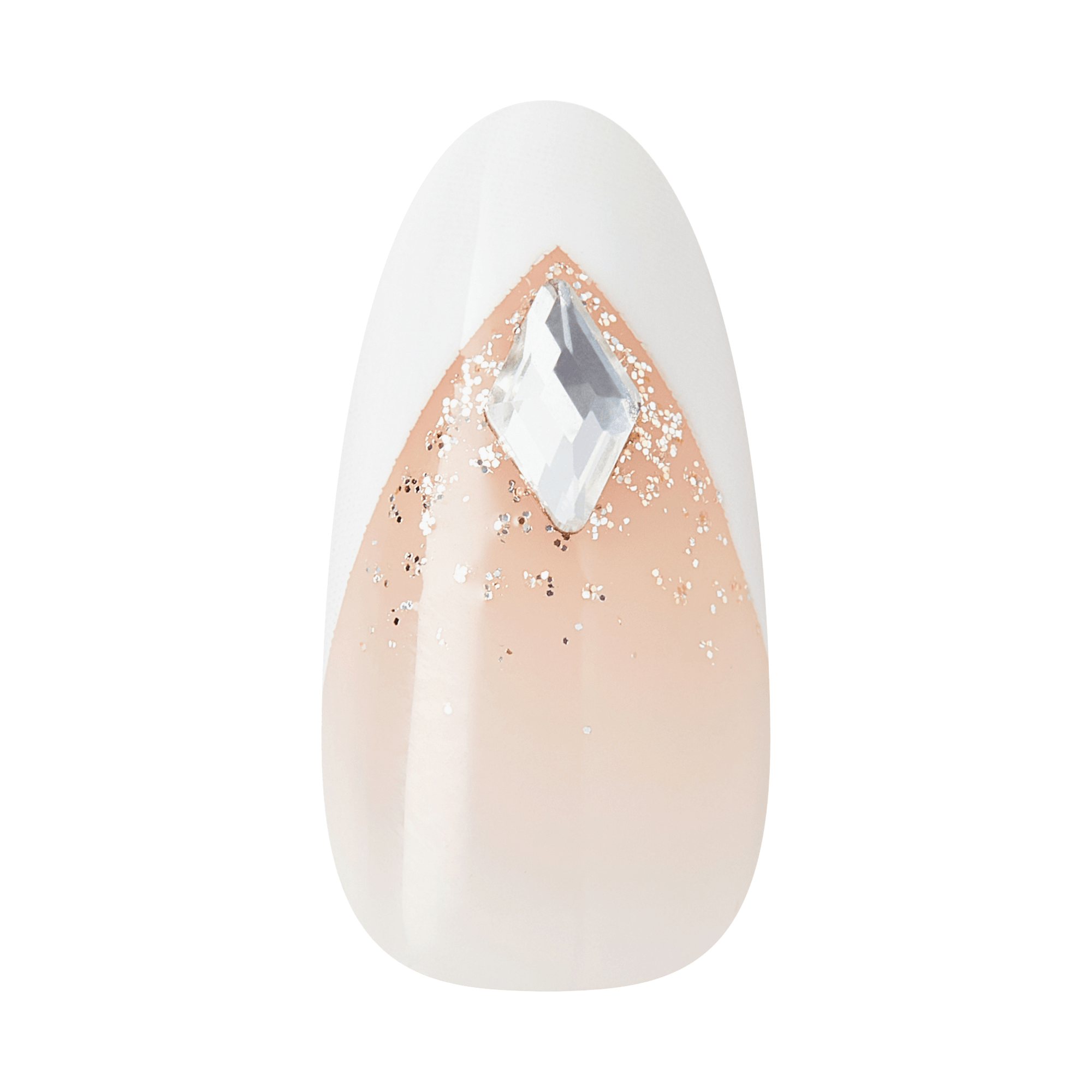 Kiss Glam 3D & Jewel Press On Fake Glue Nails  - Applause | 3D & Jewel French Design, White, Medium, Almond official pack