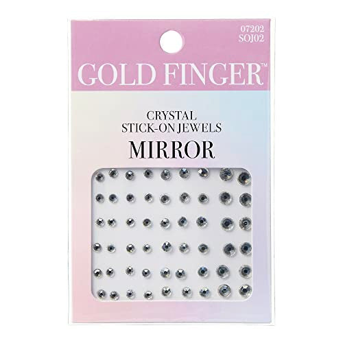 Gold Finger Crystal Stick-on Jewels - 54 Pcs Self-Adhesive Multi-Use Flatback Rhinestones for DIY Crafts, Eye Makeup, Phone Cases, and Nail Art (Mirro