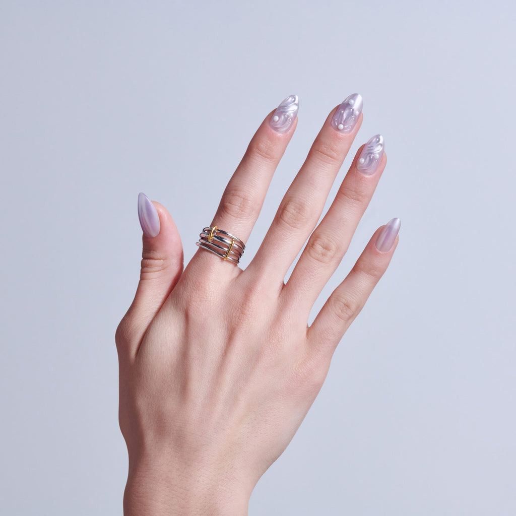 Kiss Icon Press On Fake Glue Nails - Remarkable | 3D & Jewel Design, Metallic Purple, Medium, Almond official pack