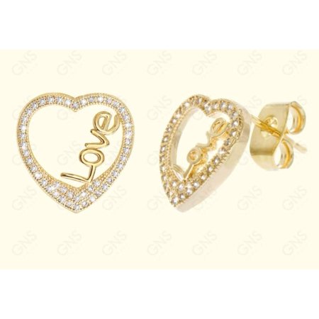 GNS - Gold Love Heart Earrings (CZ158G)