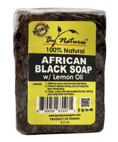 By Natural 100% African Black Soap With W\ Lemon Oil