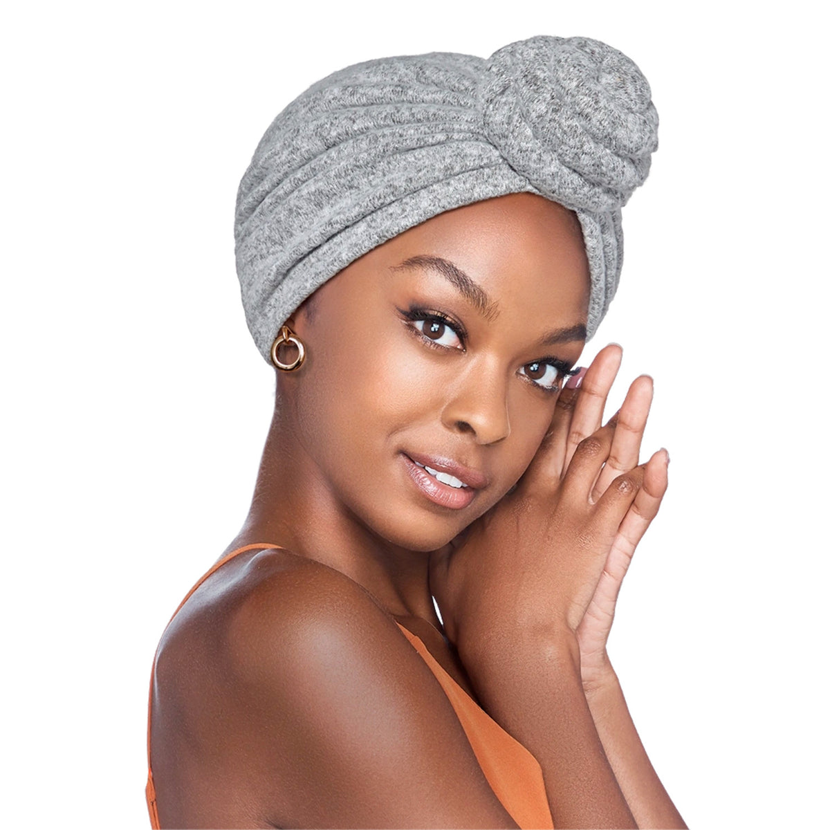 Red By Kiss Knot Turban Gray