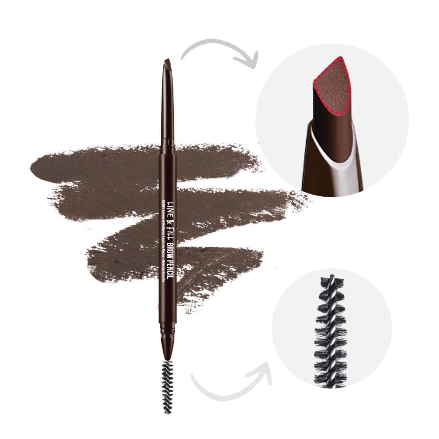 Kiss New York  Line & Fill  Brow Pencil Deep Dark Brown KLE02