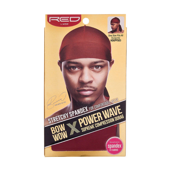 Red By Kiss Soft And Stretchy Bow Wow Power Wave Silky Spandex Durag Burgundy HDUPPS03*