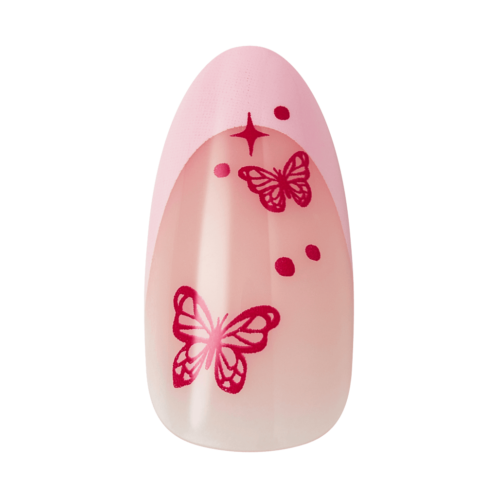 Kiss Core Design Press On Fake Glue Nails - Signature | Design, Pink, Medium, Almond official pack