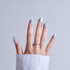 Kiss Glam 3D & Jewel Press On Fake Glue Nails  - Seraphic | Design, Blue & Clear, Long, Coffin official pack