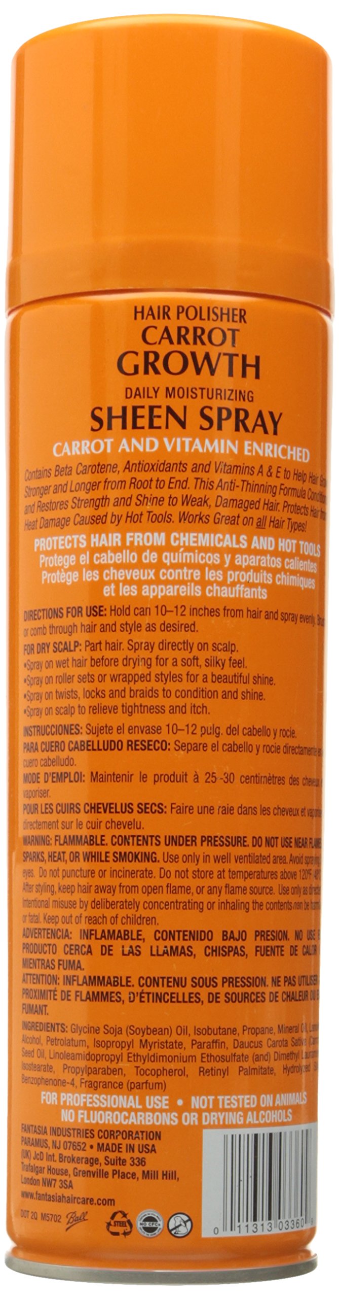 Ic Carrot Sheen Spray Hair Polisher 14oz *