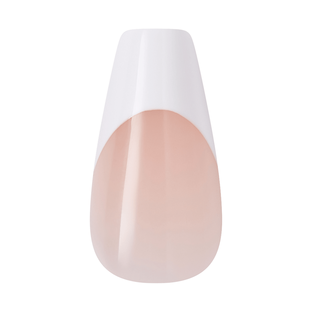 Kiss Core French Press On Fake Glue Nails - Reunion | French Tips, White, Medium, Coffin official pack
