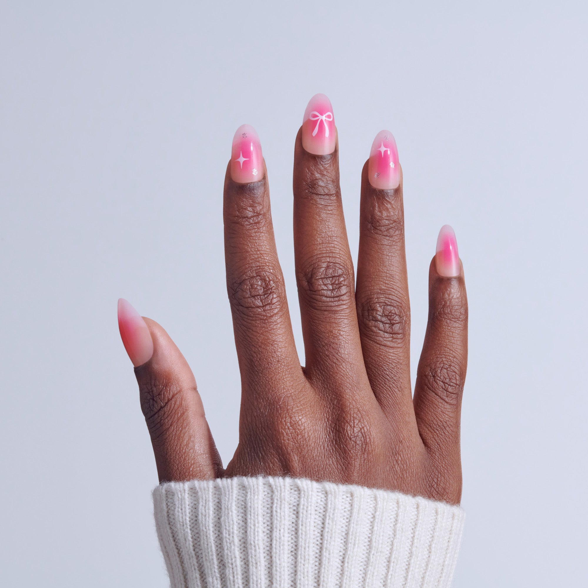 Kiss Core Design Press On Fake Glue Nails - My Time | Design, Pink, Medium, Almond official pack
