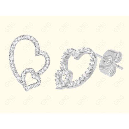 GNS - Silver Double Hearts Earrings (CZ157S)
