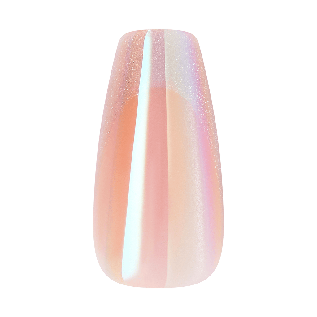 Kiss Glam Embellished Press On Fake Glue Nails - Dusk Mirage | Design, Beige, Medium, Coffin official pack
