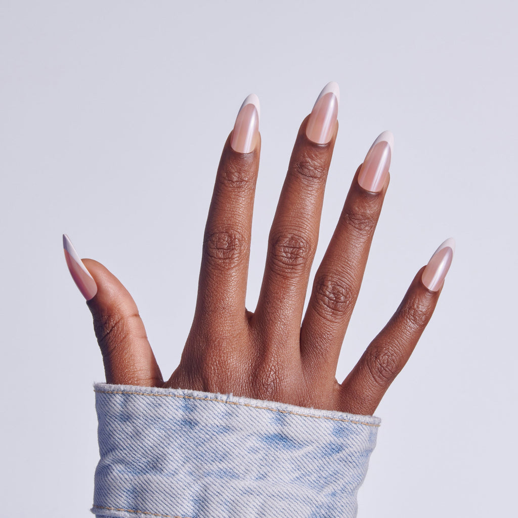 Kiss Core French Press On Fake Glue Nails - Fascinating | French Tips, White, Long, Almond official pack
