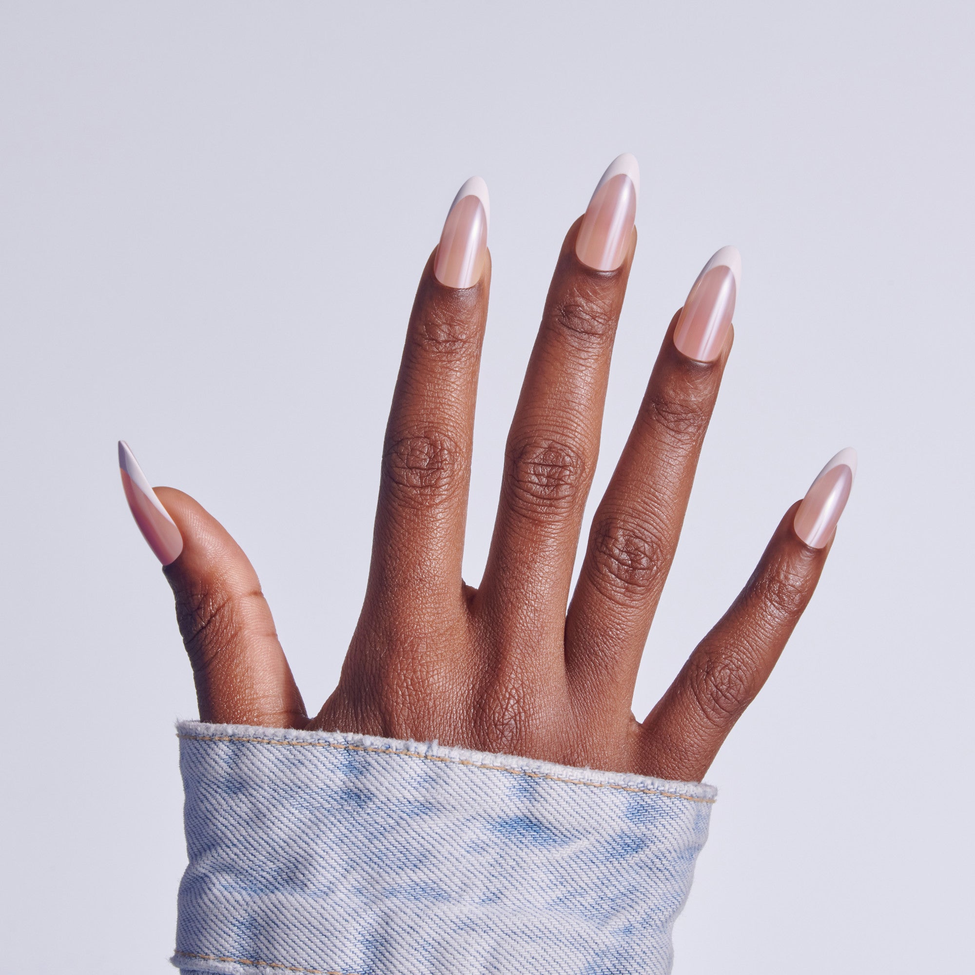 Kiss Core French Press On Fake Glue Nails - Fascinating | French Tips, White, Long, Almond official pack