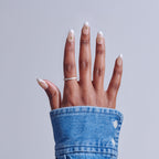 Kiss Glam 3D & Jewel Press On Fake Glue Nails  - Zephyr | 3D & Jewel French Design, White & Gold, Medium, Almond official pack
