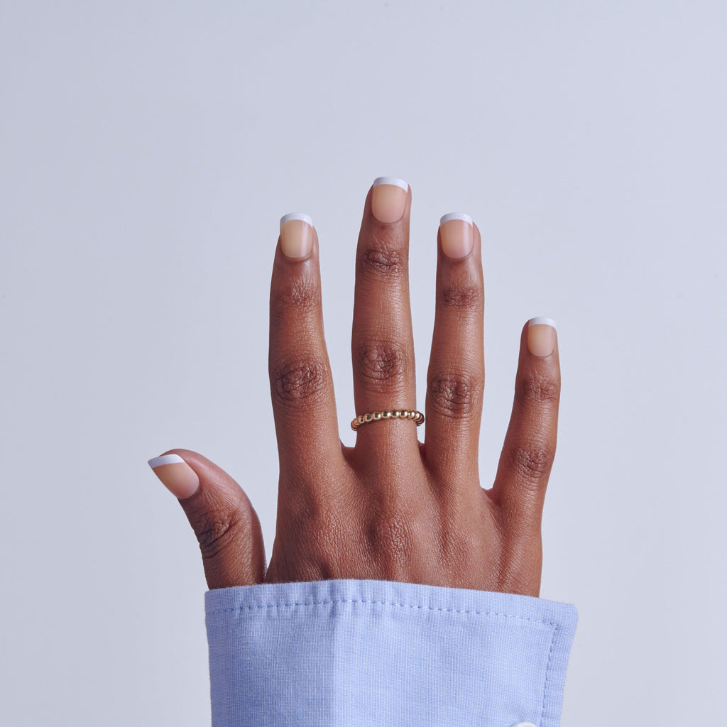 Kiss Core French Press On Fake Glue Nails - Perfection | French Tips, White, Petite, Squoval official pack
