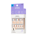 Kiss Core French Tip Press On Fake Glue Toenails - Two of a Kind | French Tips, White, Short, Squoval, Pedicure official pack