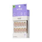 Kiss Core Design Press On Fake Glue Nails - Together | French, Gold, Medium, Almond official pack