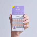 Kiss Core French Press On Fake Glue Nails - Snapshot | French Tips, White, Short, Squoval official pack