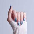 Kiss Glam Embellished Press On Fake Glue Nails - Glow Forever | Design, Blue, Medium, Almond official pack