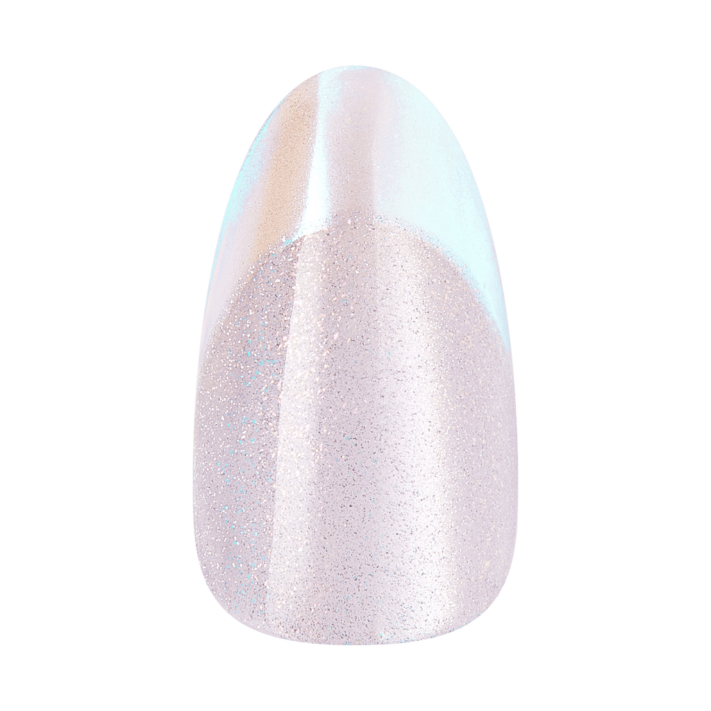 Kiss Glam Embellished Press On Fake Glue Nails - Fairy Tale | Design, Metallic Pink, Medium, Almond official pack