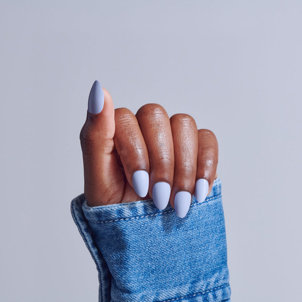 Kiss Core Color Press On Fake Glue Nails - Flee | Solid, Purple, Short, Almond official pack