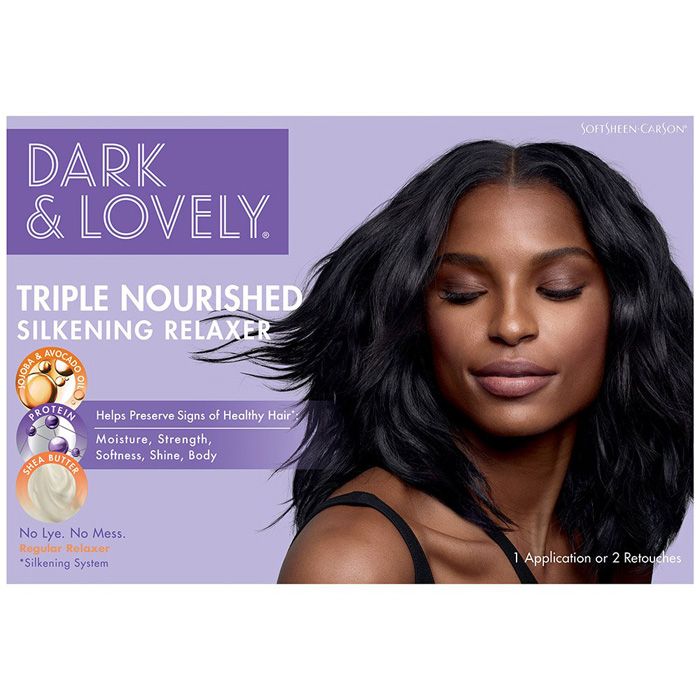 Dark & Lovely Healthy Gloss Shea Moisture Hair Relaxer Kit Regular — official pack photo 72790004209 (72790004209_darkandlovely_moisturizingrelaxer_regular_textured_hair_relaxer_packshot1.jpg) from softsheen-carson.com
