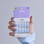 Kiss Core Design Press On Fake Glue Nails - Credit | Design, Blue, Medium, Almond official pack