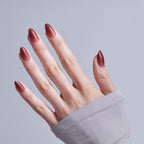 Kiss Core Color Press On Fake Glue Nails - Pinot Noir | Solid, Red & Brown, Medium, Almond official pack