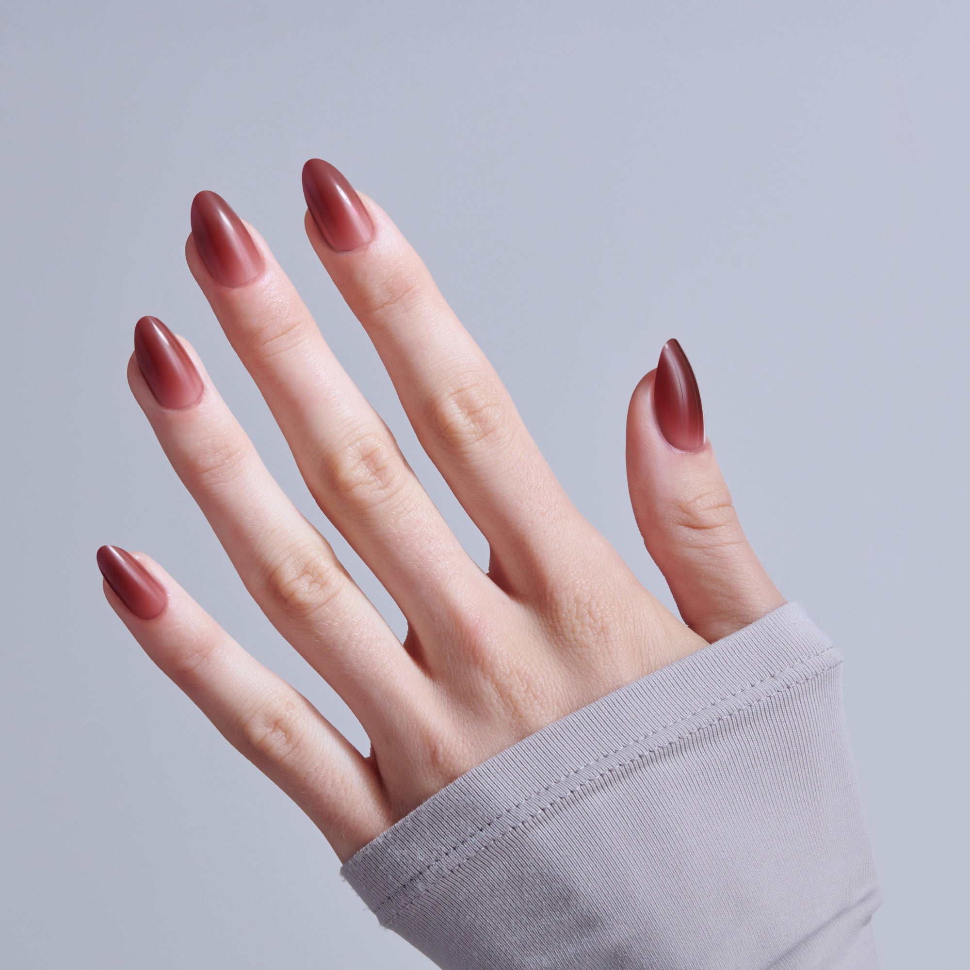 Kiss Core Color Press On Fake Glue Nails - Pinot Noir | Solid, Red & Brown, Medium, Almond official pack