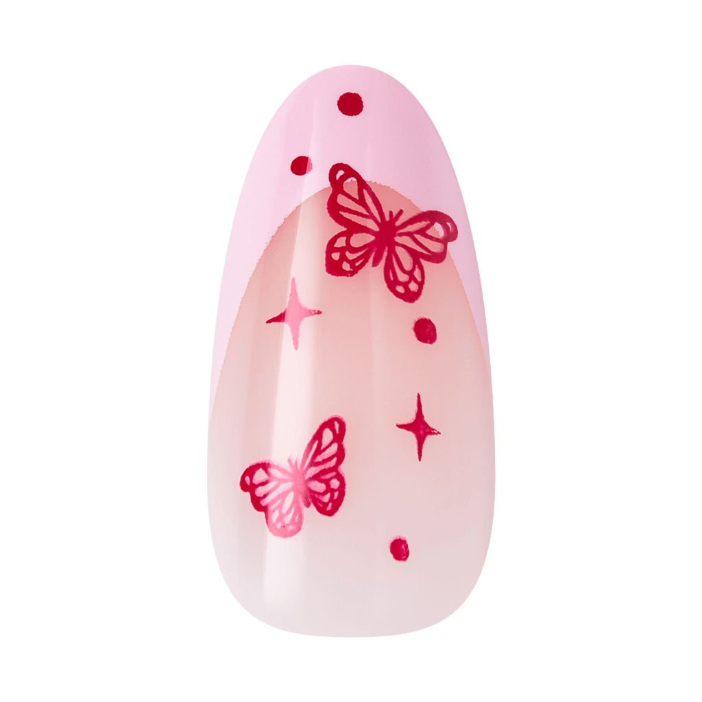 Kiss Core Design Press On Fake Glue Nails - Signature | Design, Pink, Medium, Almond official pack