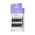 Kiss Core Color Press On Fake Glue Nails - Photogenic | Solid, Black, Short, Squoval official pack