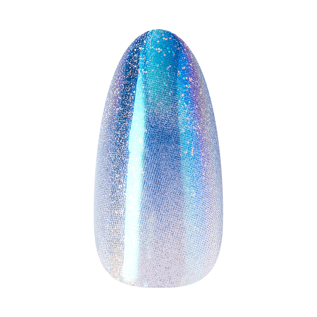 Kiss Glam Embellished Press On Fake Glue Nails - Glow Forever | Design, Blue, Medium, Almond official pack