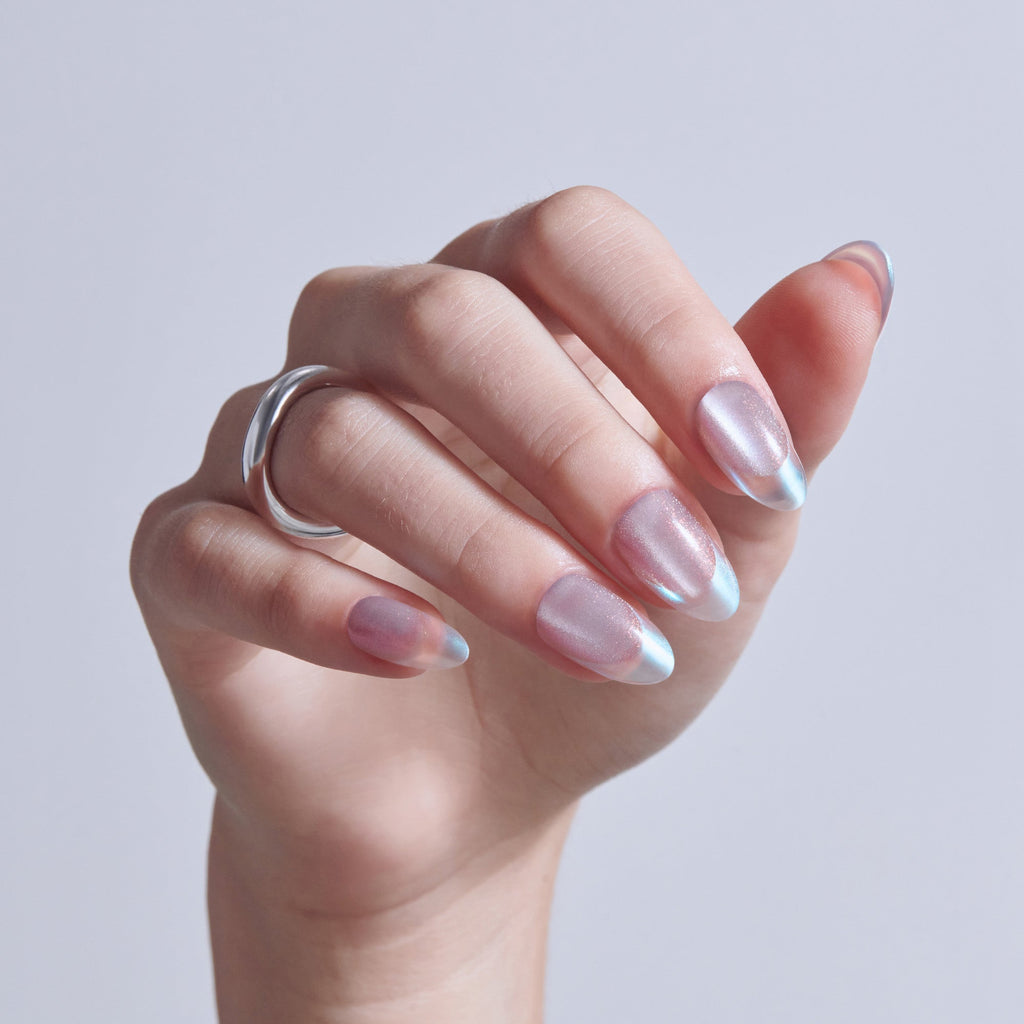 Kiss Glam Embellished Press On Fake Glue Nails - Fairy Tale | Design, Metallic Pink, Medium, Almond official pack