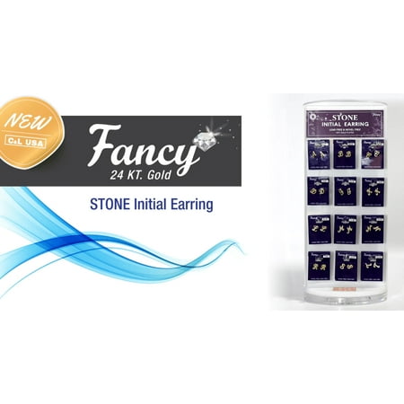 CL - Fancy 24KT. Gold Stone Initial Earring