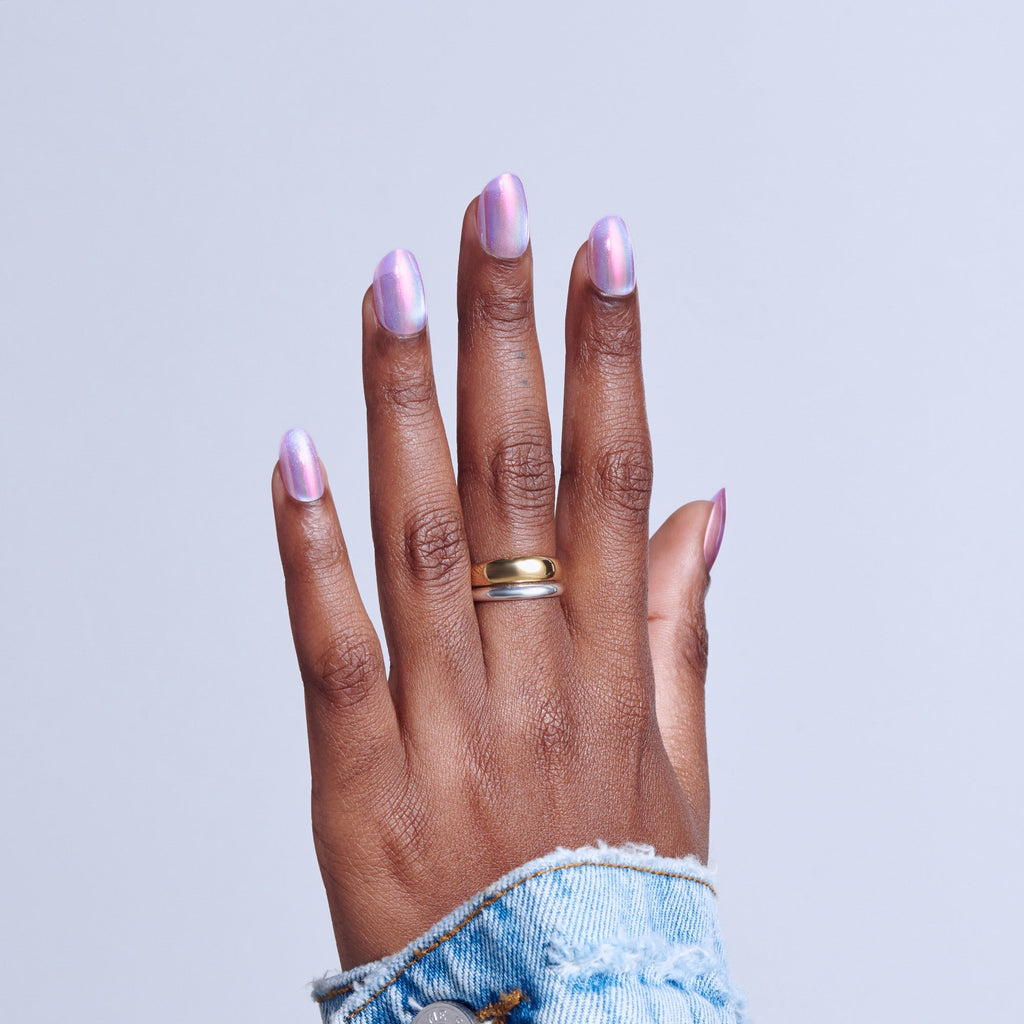 Kiss Glam Embellished Press On Fake Glue Nails - One n Only | Design, Pink & Purple, Short, Round official pack