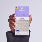 Kiss Core French Press On Fake Glue Nails - Passionate | French Tips, White, Short, Almond official pack