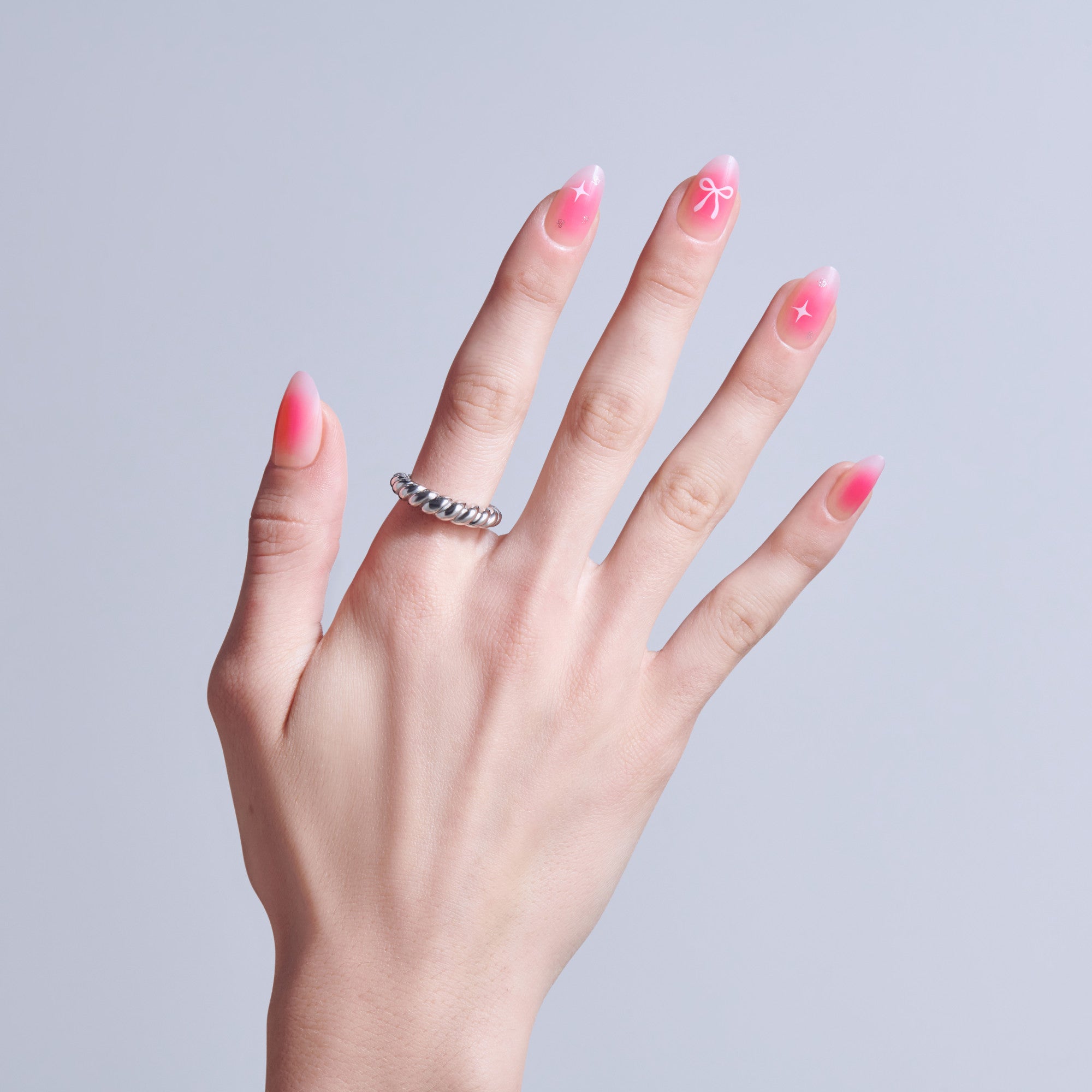 Kiss Core Design Press On Fake Glue Nails - My Time | Design, Pink, Medium, Almond official pack