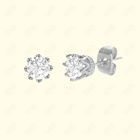 GNS - Round Silver Stud Earrings (CURD6S)