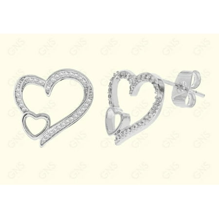 GNS - Silver Double Hearts Earrings (CZ144S)