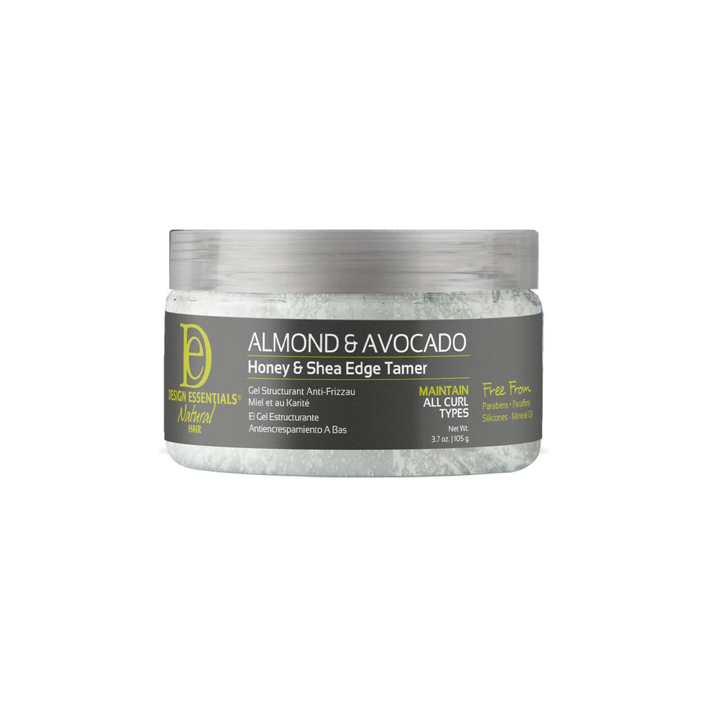 Design Essentials Almond & Avocado Honey & Shea Edge Tamer 3.7 oz — official pack photo 43126 (AA-EDGECONTROL-3pt7oz-FRONTwCapOn-WO-0523.jpg) from designessentials.com
