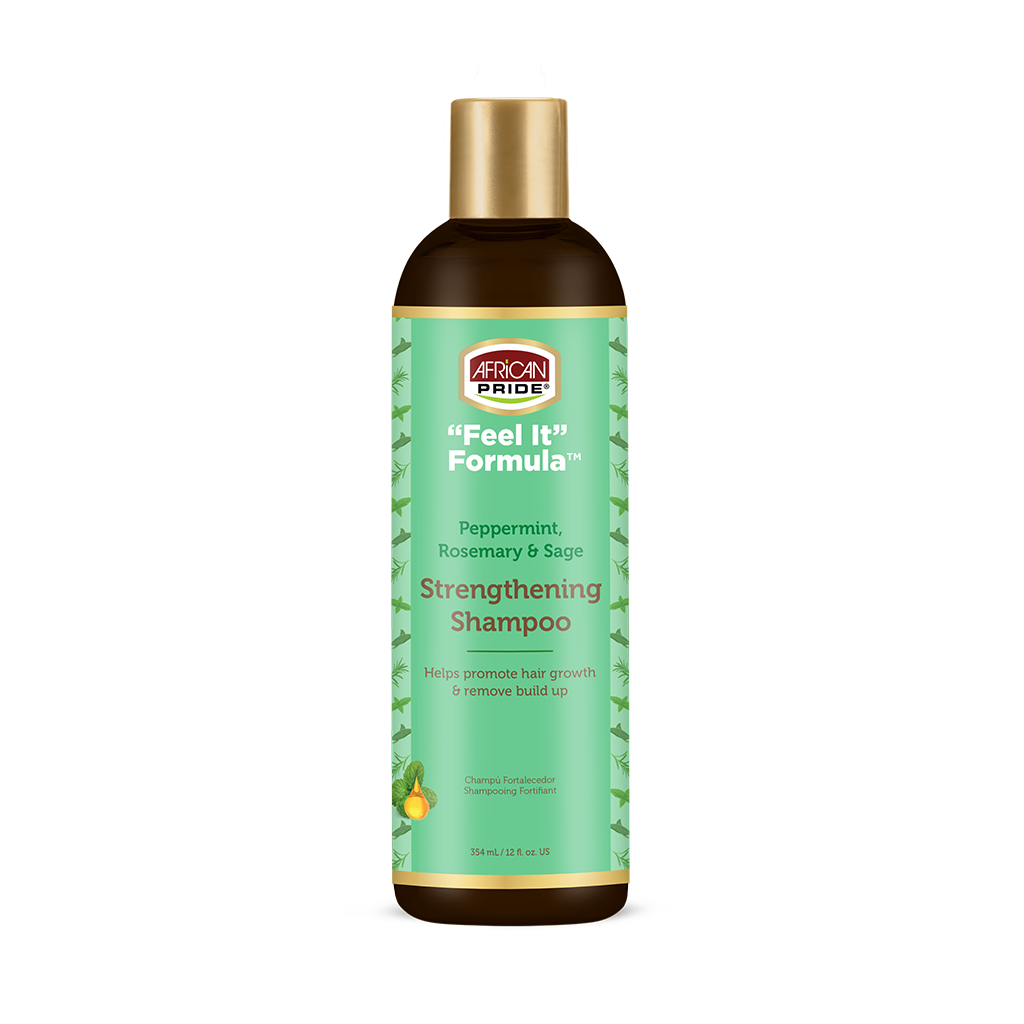 African Pride Feel It Formula Rosemary Strengthening Shampoo 12oz — official pack photo 40043445 (APFIF_Shampoo_12ozBtl_FRONT_New_L.png) from strengthofnature.com