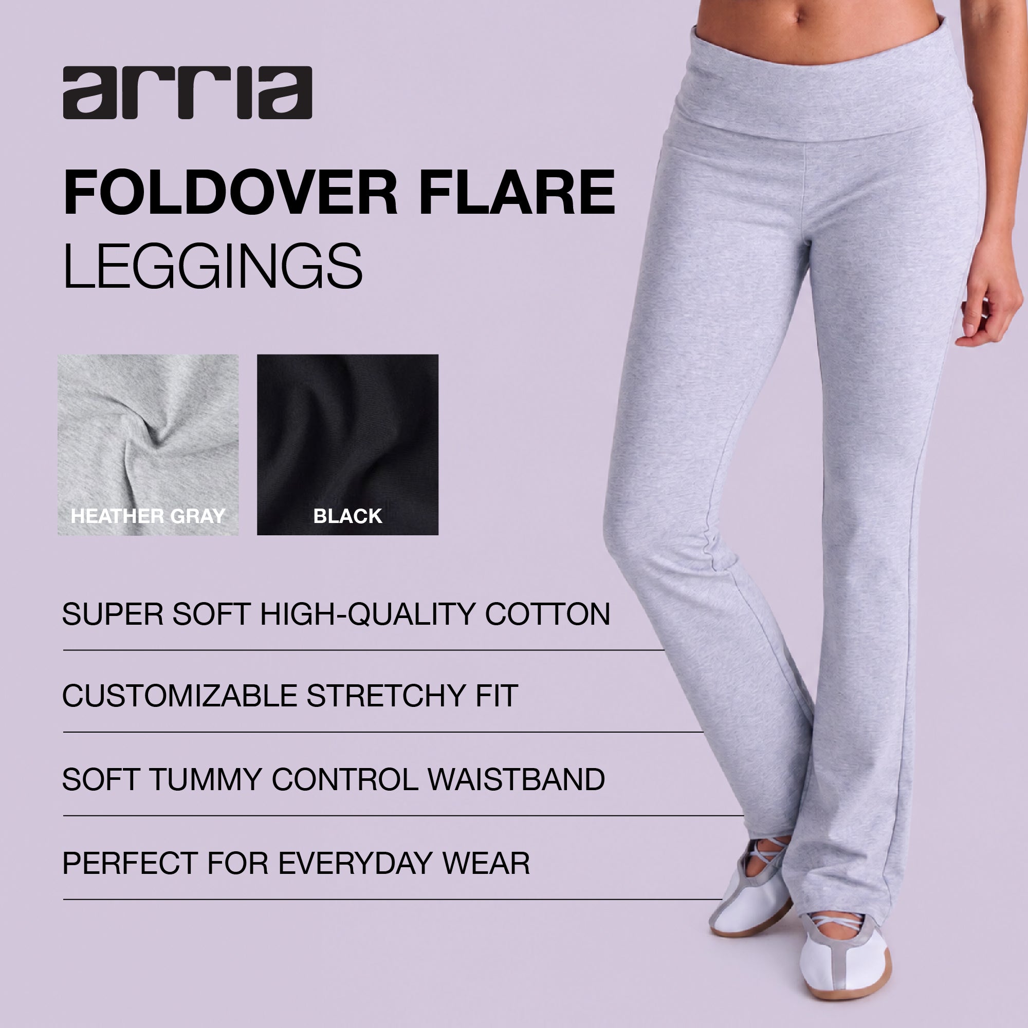 Arria Soft Jersey Foldover Flare Leggings official pack
